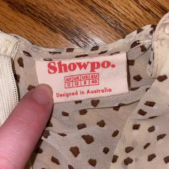 Showpo | On Rotation Playsuit Romper Dress with Tie Polka Dots Brown Australia - Picture 6 of 6